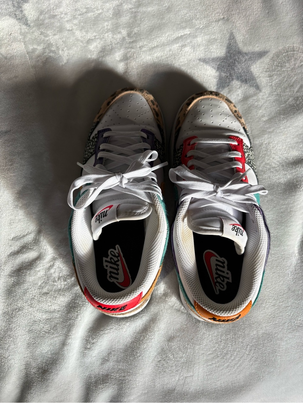 Nike White Teal Gold Purple Red Animal Print Low Top Sneakers - Picture 5 of 7